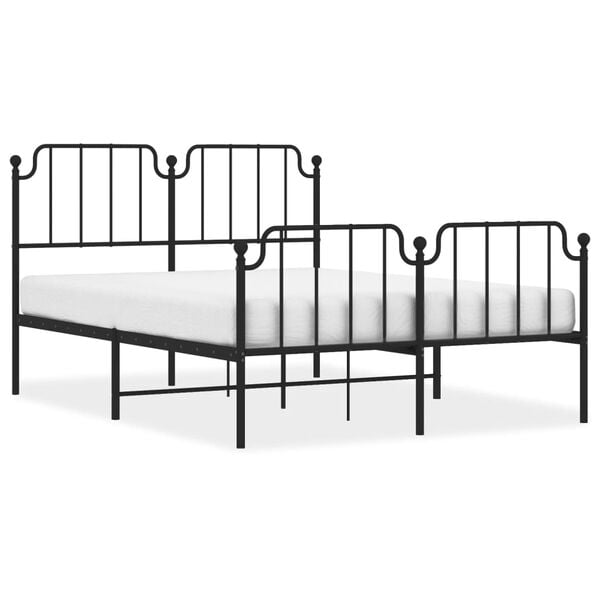 vidaXL Bedframe met hoofd- en voeteneinde&nbsp;metaal zwart 140x200 cm