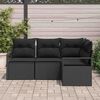 vidaXL Bankstel met kussen met opslag 4 pcs Zwart poly rattan