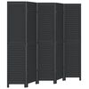 vidaXL Kamerscherm met 5 panelen massief paulowniahout zwart