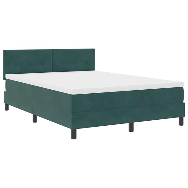 vidaXL Boxspring bed met hoofdeinde Donkergroen 140 x 190 cm Fluweel
