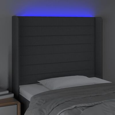 vidaXL Hoofdbord LED 83x16x118/128 cm stof donkergrijs