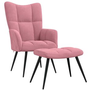 vidaXL Relaxstoel met voetenbank fluweel roze