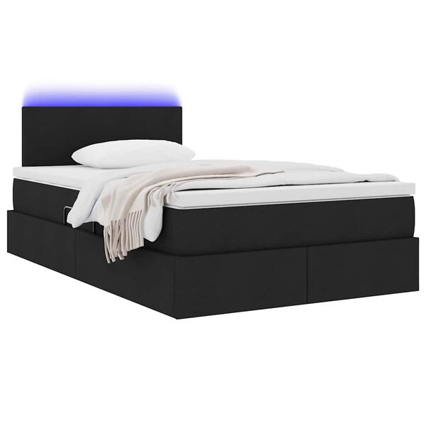 vidaXL Opbergbed met LED met matras Zwart 120 x 190 cm Polyester