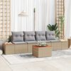vidaXL Tuin Sofa Set met kussen met opslag 5 pcs Beige Poly riet