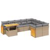 vidaXL 10-delige Loungeset met kussens poly rattan beige