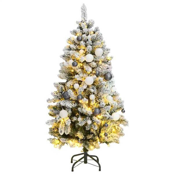 vidaXL Kunstkerstboom met scharnieren 150 LED en kerstballen 120 cm