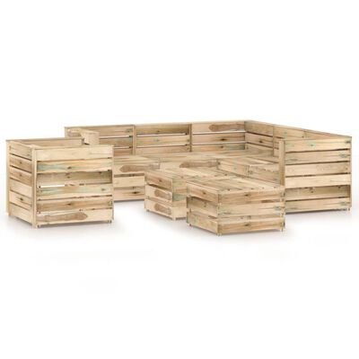 vidaXL 8-delige Loungeset groen geïmpregneerd grenenhout