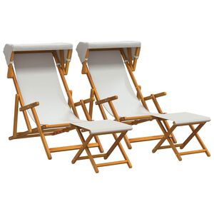 vidaXL Ligstoel 4 pcs 3 Positie massief eucalyptushout Cr&egrave;mekleurig