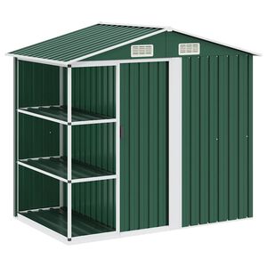 vidaXL Tuinschuur met rek 205x130x183 cm ijzer groen