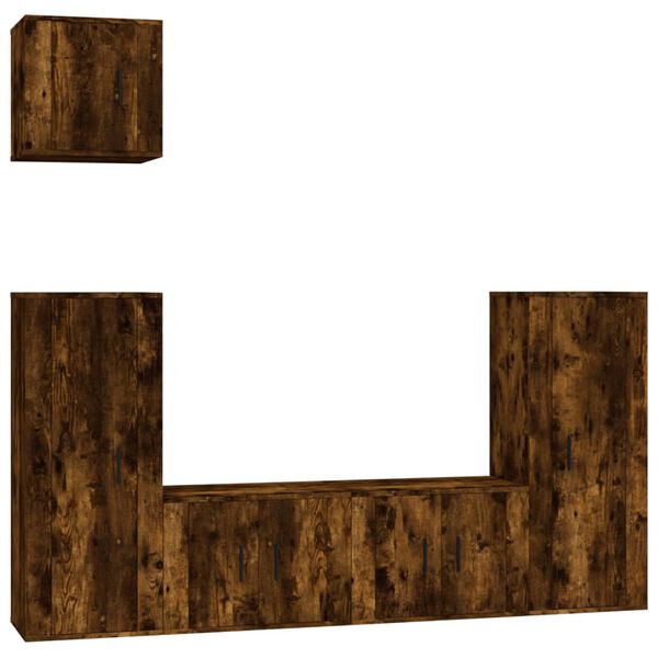 vidaXL 5-delige Tv-meubelset bewerkt hout gerookt eikenkleurig