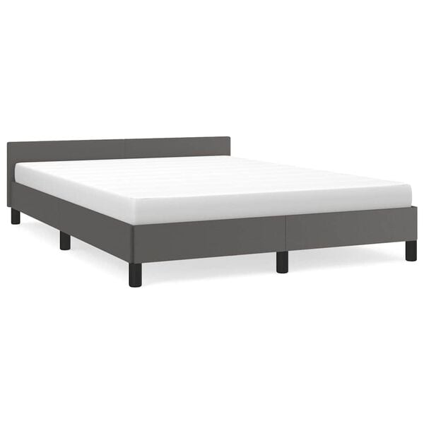 vidaXL Bedframe met hoofdeinde zonder matras 140x200 cm grijs
