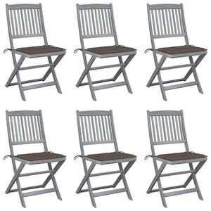 vidaXL Opklapbare stoelen (6 stuks) met kussens, gemaakt van massief acaciahout