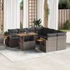 vidaXL 9-delige Loungeset met kussens poly rattan grijs