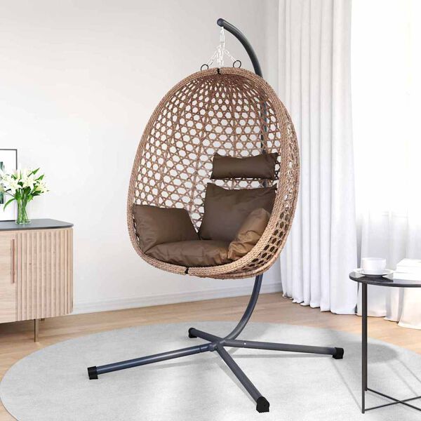 vidaXL Hangende ei-stoel Koffiebruin 104 x 100 x 191 cm poly rattan