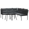 vidaXL Loungeset met kussens staal en textileen zwart