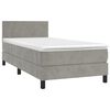 vidaXL Boxspring met matras en LED fluweel lichtgrijs 100x200 cm