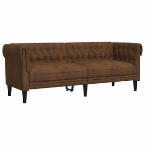 vidaXL Driezitsbank Chesterfield-stijl stof bruin