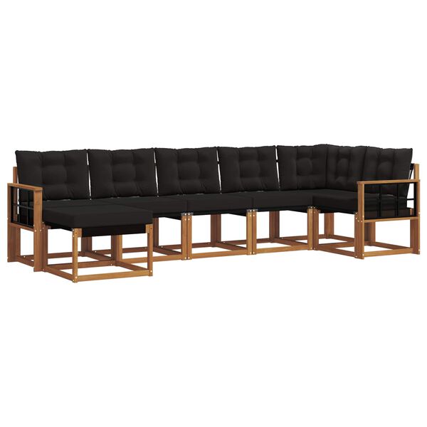 vidaXL Buiten bankenset met kussen 7 pcs Natuurlijk en Zwart