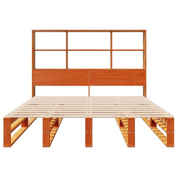 vidaXL Bed met boekenkast zonder matras hout wasbruin 135x190 cm