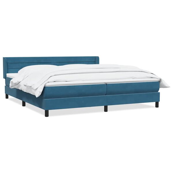 vidaXL Boxspring met matras fluweel donkerblauw 180x210 cm