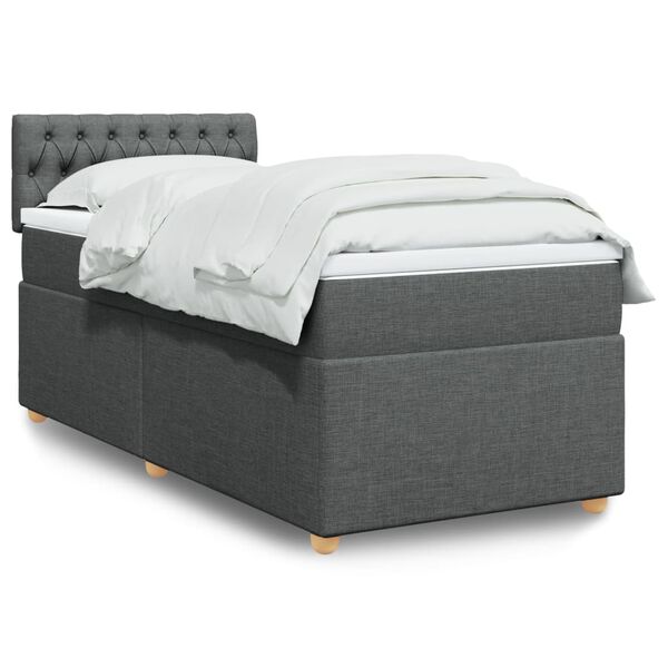 vidaXL Boxspring met matras stof donkergrijs 90x190 cm