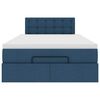 vidaXL Bed poef met matras en LED's 120x200 cm stof blauw