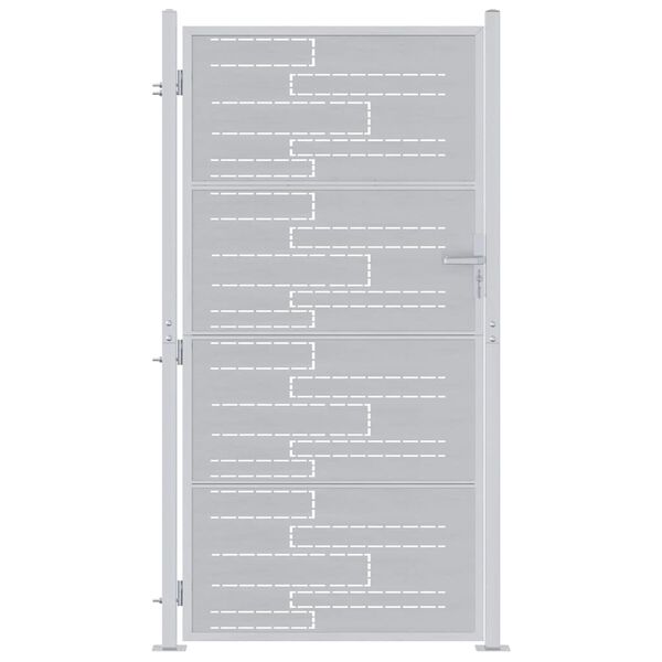 vidaXL Tuinpoort met slot Zilver 96 x 180 cm Roestvrij staal