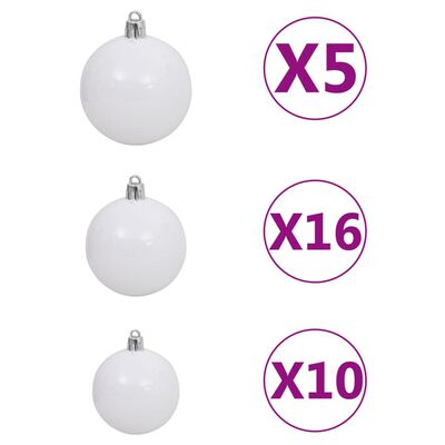 vidaXL Kunstkerstboom met LED's, kerstballen en sneeuw 240 cm PVC PE
