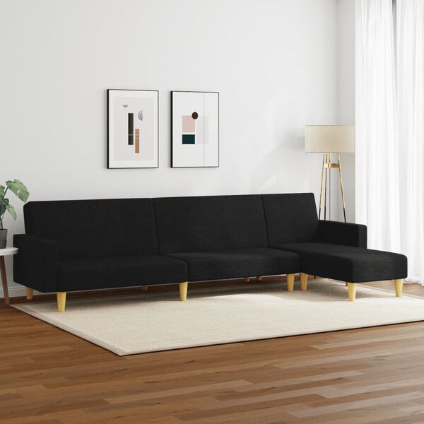 vidaXL 2-delige Loungeset stof zwart