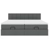 vidaXL Ottoman bed met matrassen en LED's 200x200cm stof donkergrijs