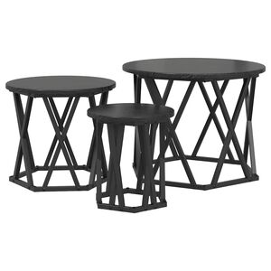 vidaXL Nestbare Bijzettafel 3 st Zwart Eiken 53 x 53 x 40 cm