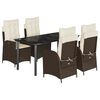 vidaXL 5-delige Tuinset met kussens poly rattan bruin