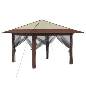 vidaXL Gazebo met 4 Zijwanden Cr&egrave;me en bruin