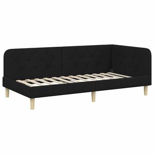 vidaXL Hoekbedframe met hoofdeinde Zwart 100 x 200 cm Stof