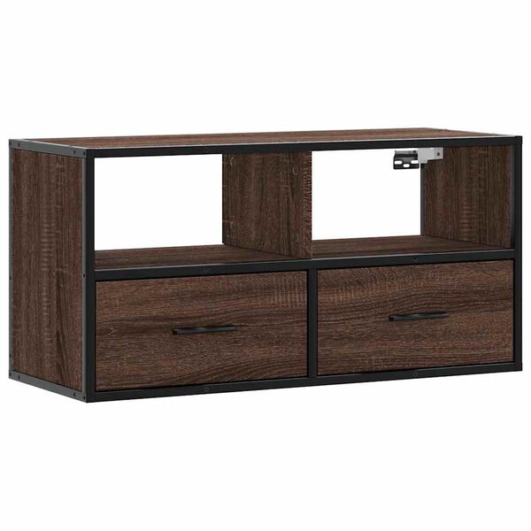 vidaXL Tv-meubel 80x31x39,5 cm bewerkt hout metaal bruin eikenkleurig