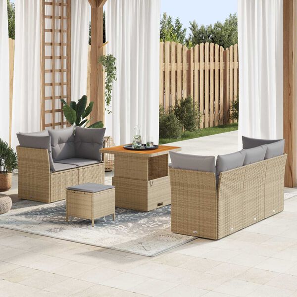 vidaXL Tuin Sofa Set 8 pcs Beige poly rattan