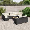 vidaXL 10-delige Loungeset met kussens poly rattan zwart