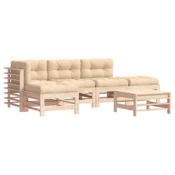 vidaXL 6-delige Loungeset met kussens massief hout