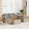 vidaXL 6-delige Loungeset met kussens poly rattan acacia beige