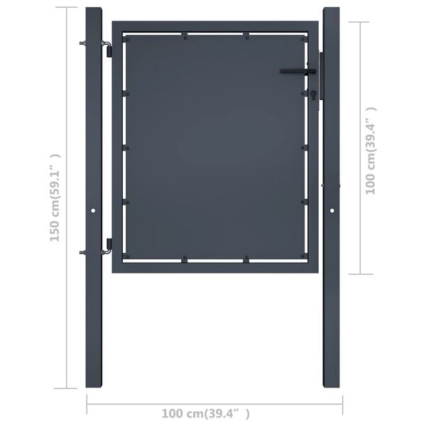 vidaXL Tuinpoort staal 100x100 cm antraciet