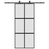 vidaXL Schuifdeur met beslagset 90x205 cm gehard glas zwart