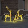 vidaXL Rendierfamilie met 300 LED 3 pcs Warmwit 68 x 26 x 127 cm Stof
