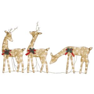 vidaXL Rendierfamilie Kerstmis warmwit 270x7x90 cm mesh goudkleurig