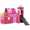 vidaXL Kinderhoogslaper met toren 80x200 cm massief grenenhout roze