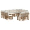 vidaXL Buiten bankenset 11 pcs Natuurlijk en Cr&egrave;me Wit Polyester