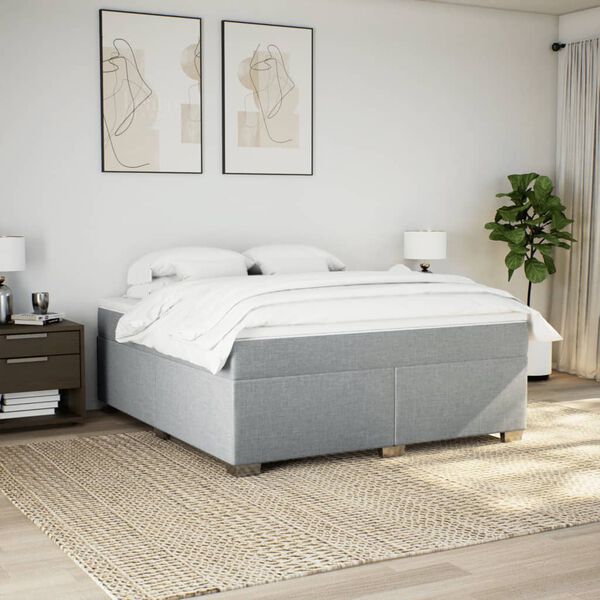 vidaXL Boxspring met matras stof lichtgrijs 180x200 cm
