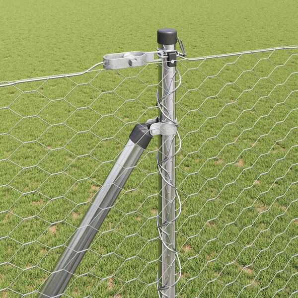 vidaXL Afrasteringspaal Zilver 10 x 1,5 m (36 mm gaas) Staal