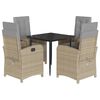 vidaXL 5-delige Tuinset met kussens poly rattan beige