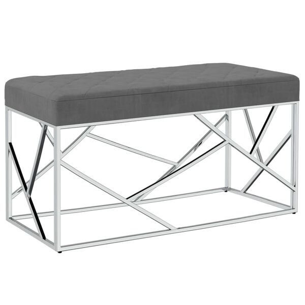 vidaXL Bankje 97 cm fluweel en roestvrij staal donkergrijs