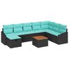 vidaXL Tuinbankenset met kussen met opslag 9 pcs Zwart poly rattan